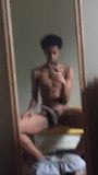 pretty boy with curly hair and a big cock rubbing his dick snapshot 7