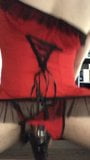 Red lingerie and chastity cage snapshot 6