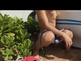 Latina Little Tits Big Nipples Pee and Suck on the Beach snapshot 1