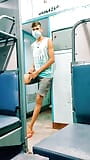 Indian Muslim gay boy rubbing his big hairy long dick in train snapshot 4