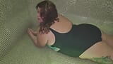 Piss on Her Cute Face in the Pool - Cum Twice in Pussy and Tits of Friend's Young Chubby Wife snapshot 1