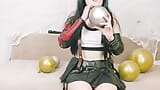 Tifa Lockhart from Final Fantasy talks dirty, blows balloons and pops them with her strong hands snapshot 6