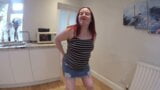 Curvy Mom in denim skirt striptease snapshot 3