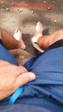 Master Ramon relaxes on the park bench and massages his hot feet and his divine cock, great snapshot 1