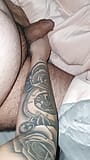 Step mom with sexy tattoo handjob step son dick in bed snapshot 5