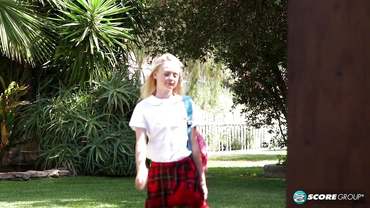 Schoolgirl Kenzie Kai Flashes Her Flat Chest and Cums for