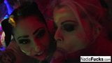 Black-light babes Nadia and Ophelia suck off a colorful cock snapshot 11