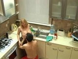 Husband cheats with maid in the kitchen snapshot 3