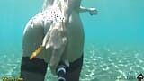 black stocking and anal beads in the sea snapshot 4