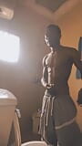 Take a cool shower with black African boy snapshot 2