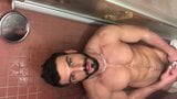 Muscle hunk solo showering snapshot 7