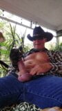 Cowboy dad pumps cock,and nips sitting on back porch snapshot 16