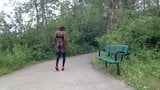 Ebony Sissy CD outdoor in stockings and high heels snapshot 3