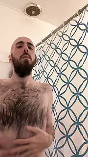 Skinny Hairy Bald Blue-eyed White Guy Washing My Beard Hairy Chest ...