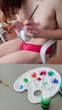 hot teen with natural tits paints with webcam on snapshot 21