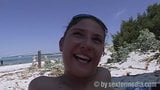 Teengirl Kikki gives a blowjob on the beach snapshot 2