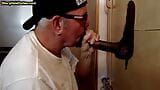 Gray gloryhole DILF blowing and tugging big black shaft snapshot 15