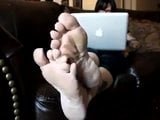 Nerdy girl shows her meaty soles for the camera snapshot 7