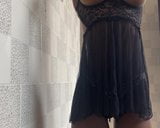 Sexy zwarte tiener plaagt stiefvader in hete lingerie snapshot 3