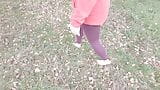 Quickie - Barefoot titslapping outdoors snapshot 2