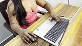 Kerala big boobs girl showing boobs while online work. snapshot 1