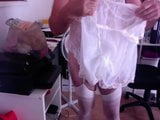 cd in white lace torsolette -teddy- and panty show with cum snapshot 3