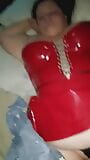 Sexydixie27 sexo en vestido rojo de látex snapshot 4