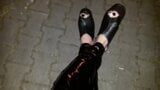 sexy crossdresser in very high wedges in public snapshot 13