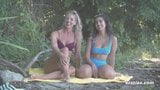 Luna and Lana Making Sweet Lesbian Love Outdoors snapshot 2