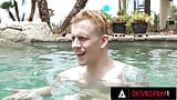 DEVILS FILM - sexo a três bissexual quente à beira da piscina com linda Victoria Sunshine e dois homens com tesão snapshot 3
