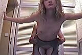 Super slim blonde German slut gets her beautiful face sprayed in POV snapshot 17