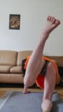 Thin trans girl Theresa Si shows off her feet while she is training in panties to get big thighs and ass – POV snapshot 7