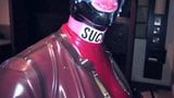 Latex Transexual lubed and rubs one out snapshot 2