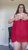 BBW Mastubates in Red Lingerie snapshot 8