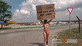 Tesla Protest! Kitty Blair nude in public! WolfWagner.com snapshot 9