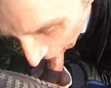 Horny Faggot Cums While Blowing Cock Outdoors in Hamburg snapshot 8