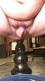 My small uncut dick cums without hands thanks to my giant dildo snapshot 10