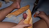 Thai guy jerk off with bread. snapshot 5