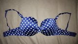 Cum on Blue Satin Bra 32E snapshot 1