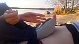 Oksi did footjob in a public place by the pond snapshot 5