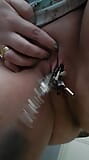 Nipple and Clit clamps with weights, nipple tit torture, pussy clamps, pussy tortured  MILF MOM  COUGAR snapshot 2