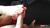 I cum on her toes after nice hand job and foot job snapshot 5