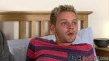 Horny young man interviewed before jerking it off hard snapshot 2