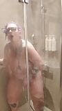 Tall BBW MILF cums in shower using shower snapshot 9