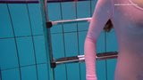 Pink swimsuit babe Liza Bubarek stripping underwater snapshot 3