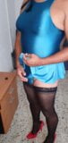 Teasing in blue licra swimsuit and mini skirt, precum drops Part 2 snapshot 9