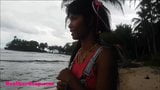 HD Thai teen Beach day outdoor giving deep throat throatpie snapshot 4