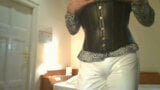 Tranny in white pvc is waiting in hotel room snapshot 5