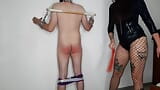 BDSM bare ass spanking. Dominatrix Nika painfully educates her slave. snapshot 16