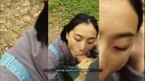 Chinese cute girl sucking white dick in public snapshot 3